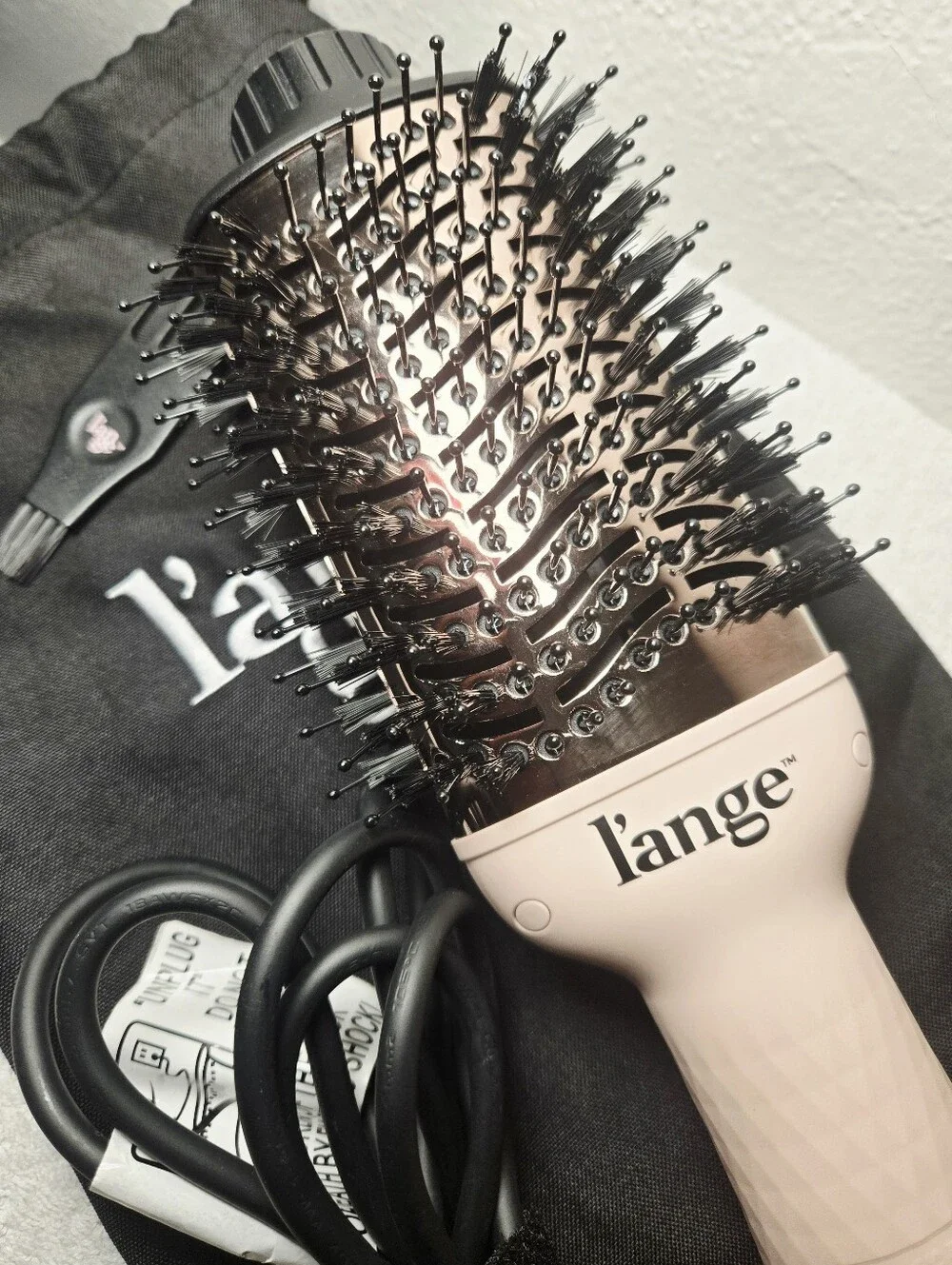 L'ange Le Volume 2-in-1 Titanium Brush Dryer 75mm Blush Pink Hot Air Brush